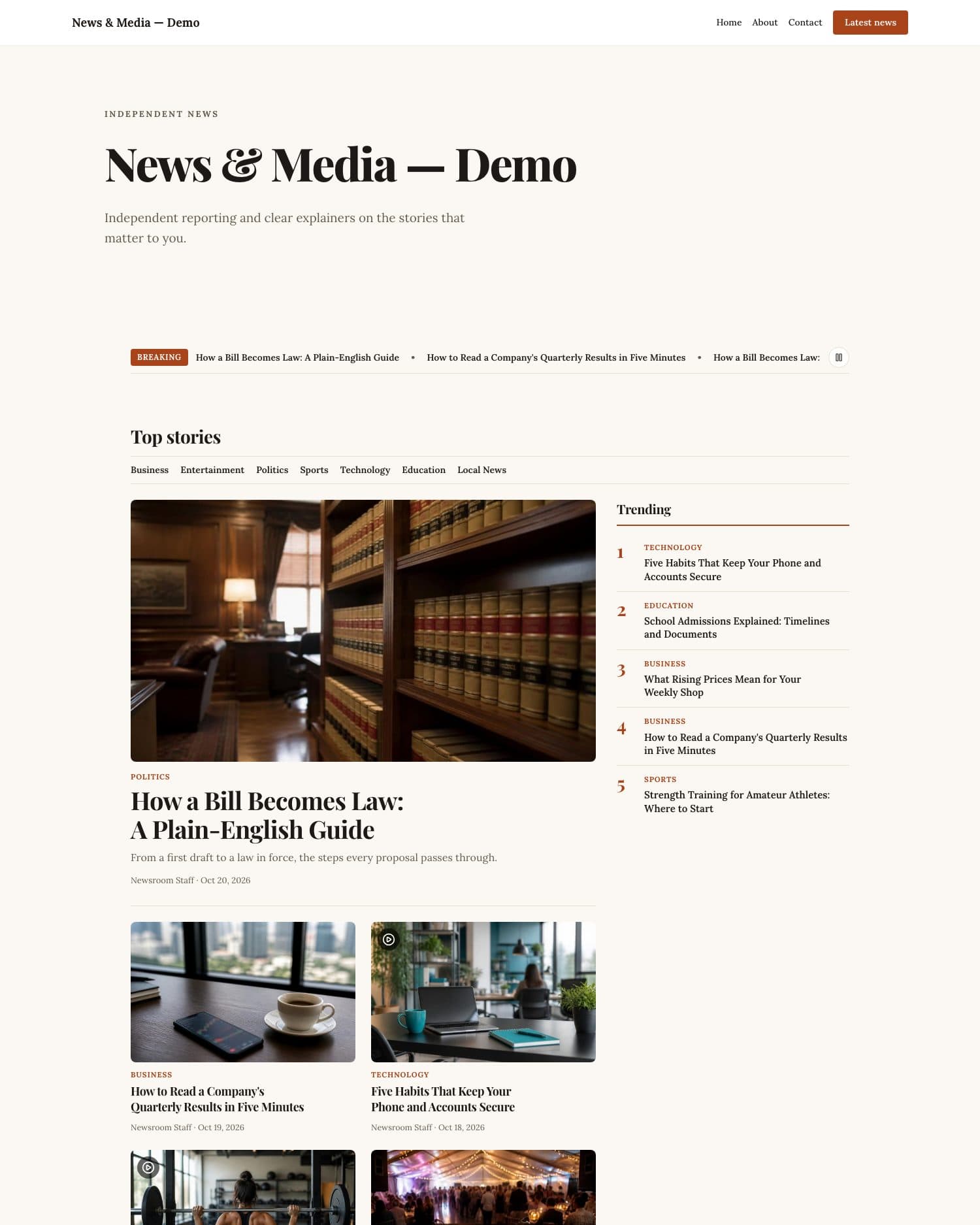 Náhled šablony Noviny — Newsdesk