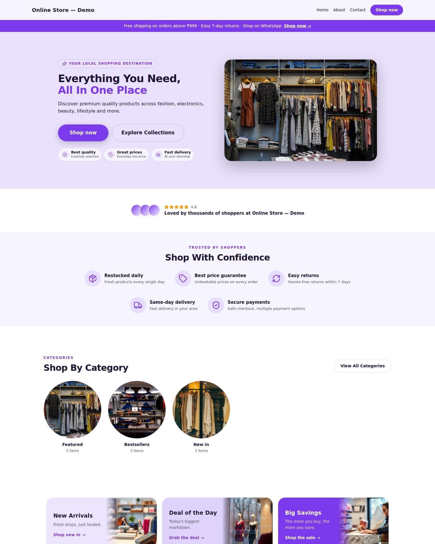 Previzualizare șablon Magazin online — Velora